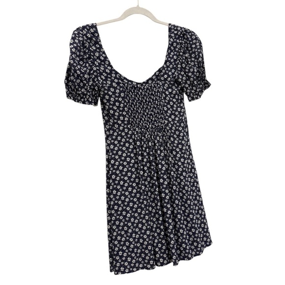 Sequin Hearts Women's Floral A-Line Dress Navy with Puff Short Sleeves XS - Picture 6 of 12
